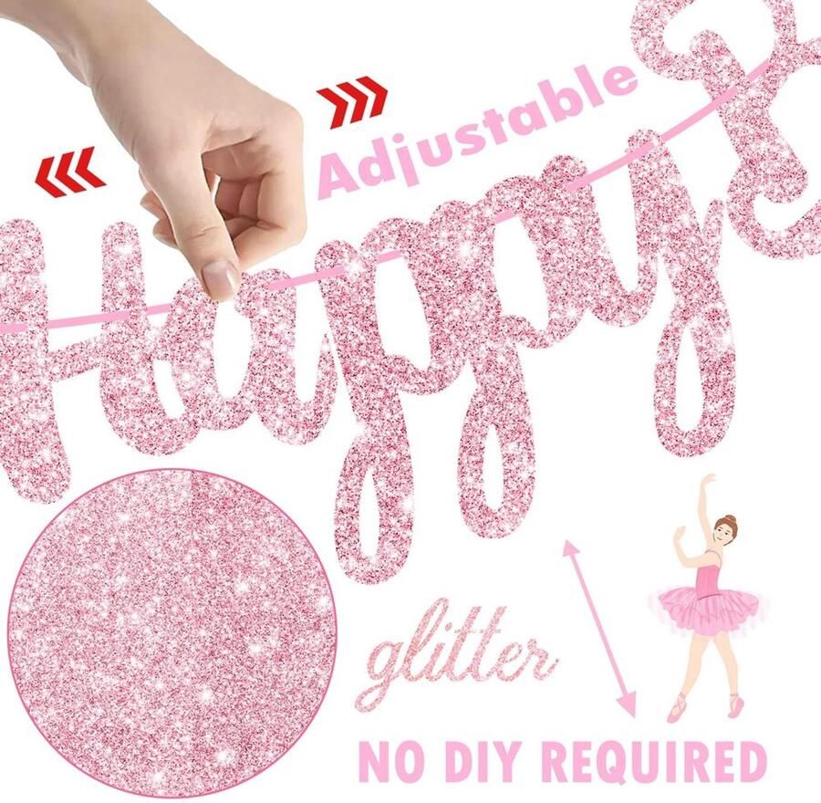 3 Stuks Ballerina Verjaardagsguirlande voor Meisjes