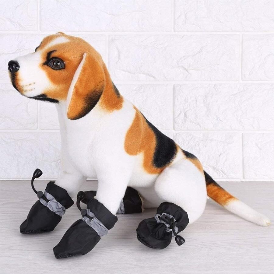 4 Stuks Honden Schoenen Beschermers met Elastische Band Waterdichte Antislip Hondenlaarzen van Zacht Katoen voor Bescherming en Comfort