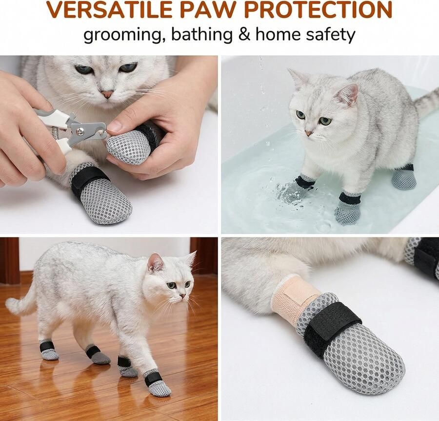 4 Stuks Krasbestendige Laarzen voor Katten