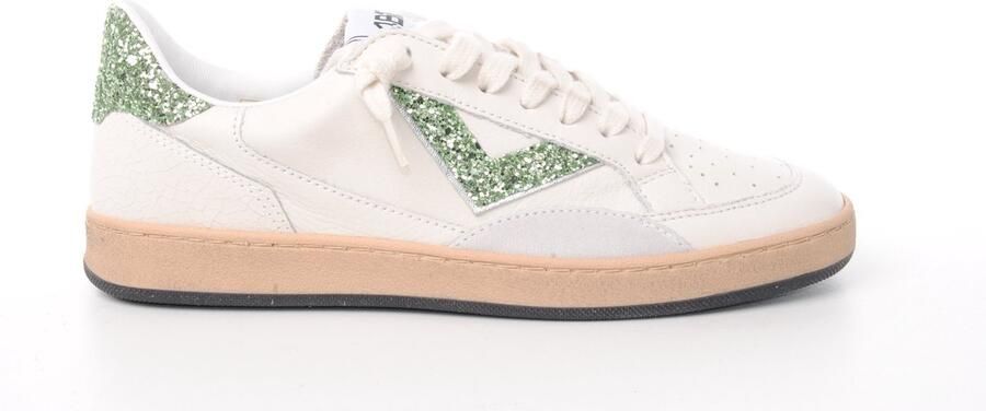 4B12 dames sneaker Play new wit en glitter groen