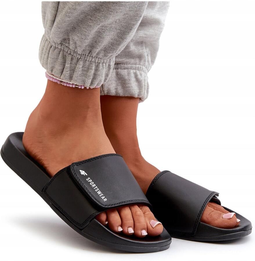 4F Dames Slippers Zwart Klittenband