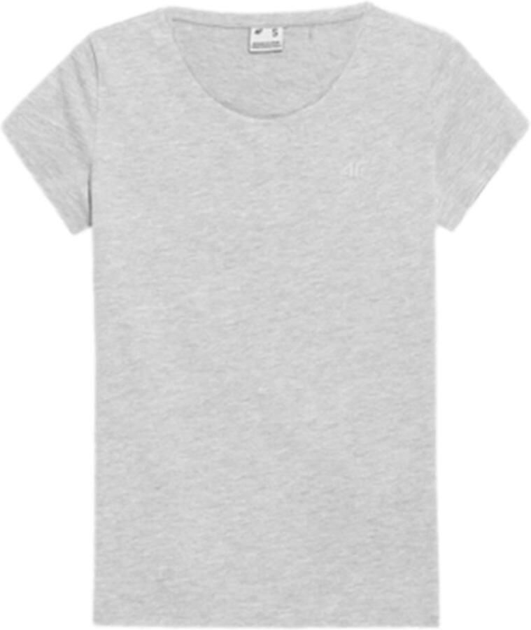 4F Dames T-Shirt Grijs XXL Stijlvol Katoen Elastisch Comfort met Regular Fit Voor Elke Gelegenheid