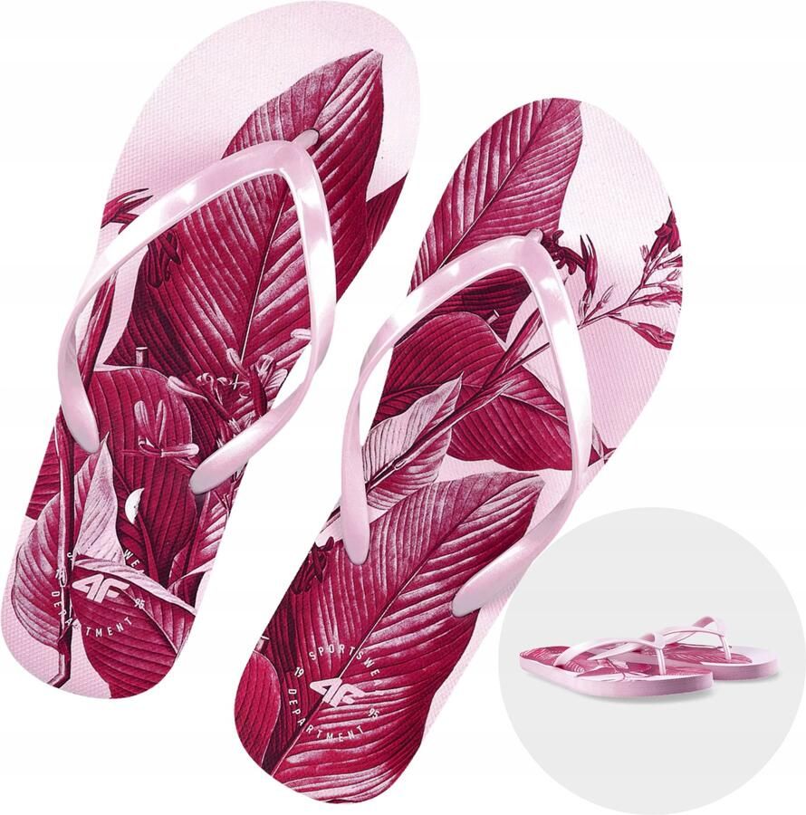 4F Dames teenslippers Lichtgewicht comfortabel roze