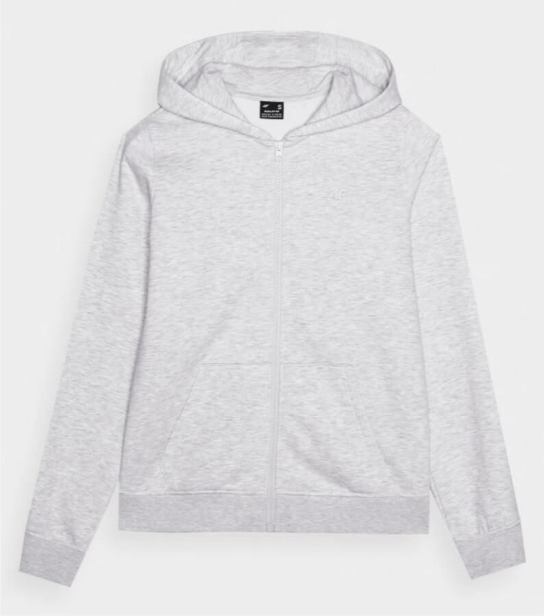 4F Dameshoodie met rits F1467 in grijs Maat XS Comfortabel katoen ideaal voor dagelijks gebruik & sportieve activiteiten