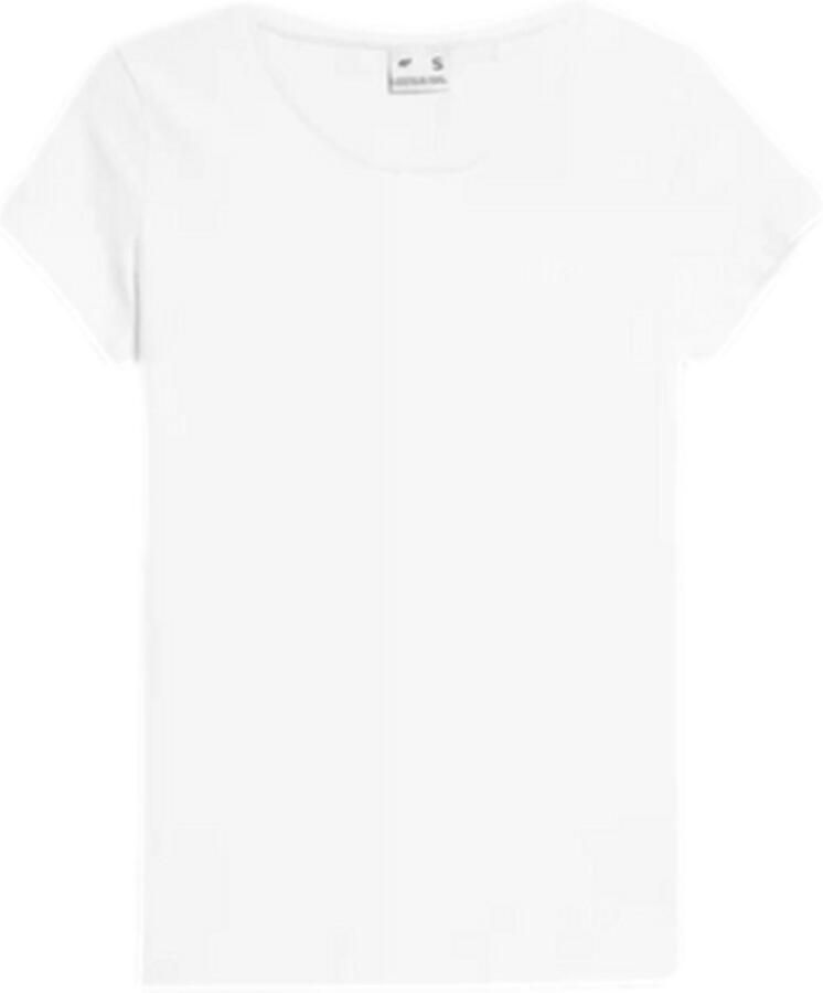 4F Effen Damest-shirt van Katoen in Witte XXL Regular Fit