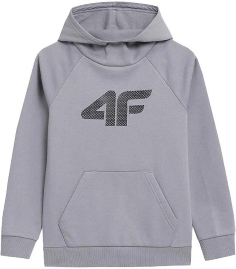 4F Grijze Jongens Kangoeroe Sweatshirt met Logo