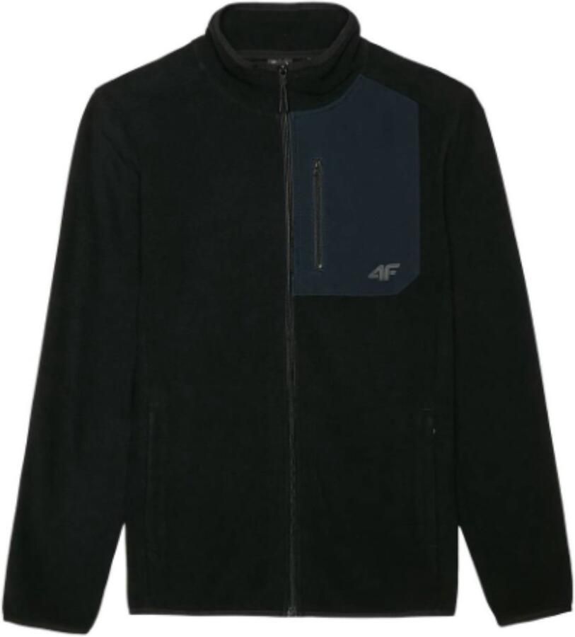 4F Heren Fleece met Kraag Zwart Comfort Fit Model WAW24TFLEM250-20S