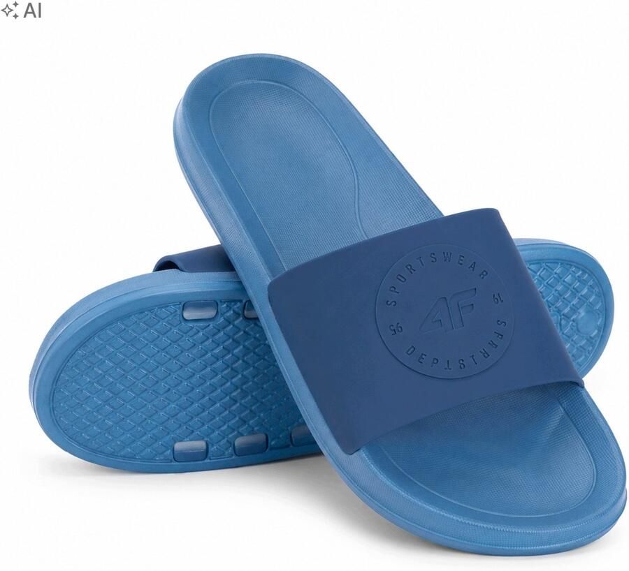4F Heren Slippers Blauw Comfort voor Zwembad & Strand