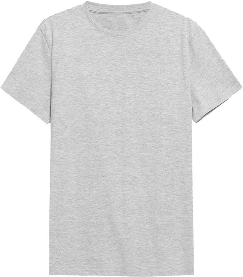 4F Heren T-shirt Effen Blauw met Logo 100% Katoen Ronde Hals