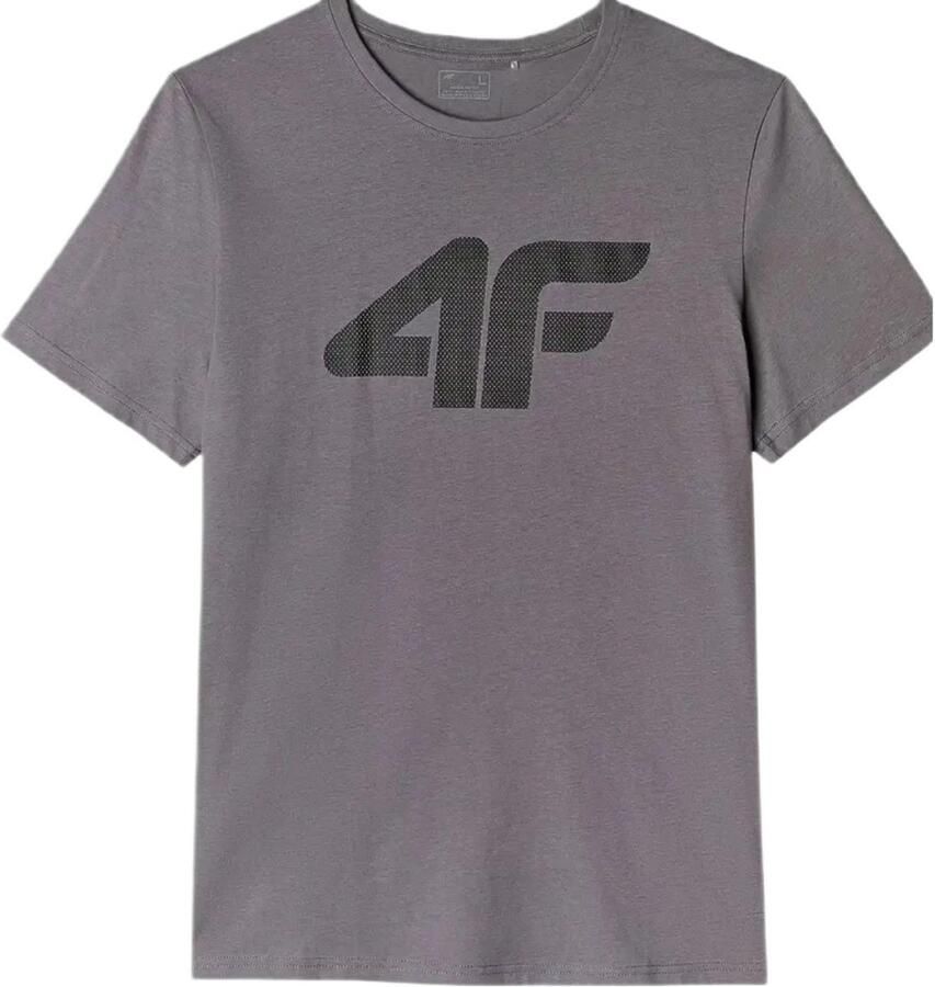 4F Heren T-Shirt Grijs Katoen Regular Fit XL met Ronde Hals