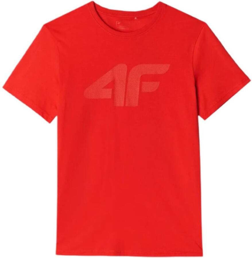 4F Heren T-shirt Katoen Rood Regular Fit Ronde Hals