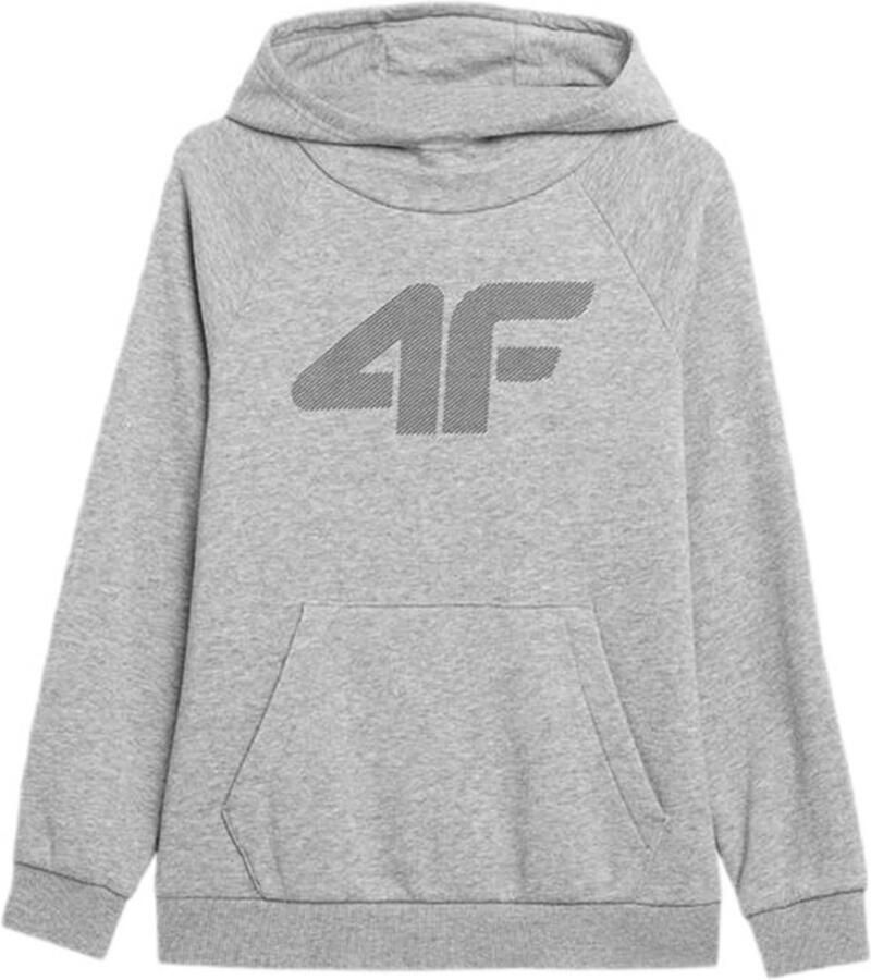 4F Jongenshoodie Grijs 152 met Groot Logo en Praktische Buikzak