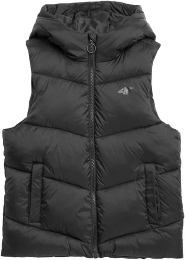 4F Kinder Pufferbodywarmer Zwart EU Duurzaam Comfort Hydrofobe Impregnatie Ideaal voor Actieve Bezigheden