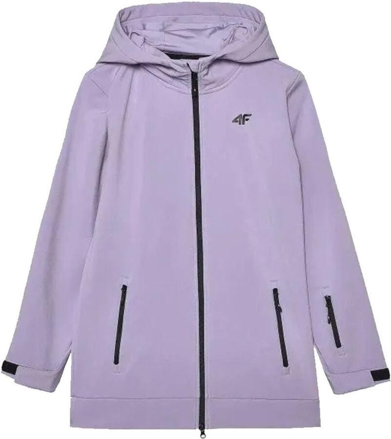 4F Kinder Ski-Softshell Jas Winddicht Waterafstotend Paars Comfortabel met Fleecevoering Ideaal voor Outdooractiviteiten en Sneeuwavonturen Mode en Bescherming Gecombineerd