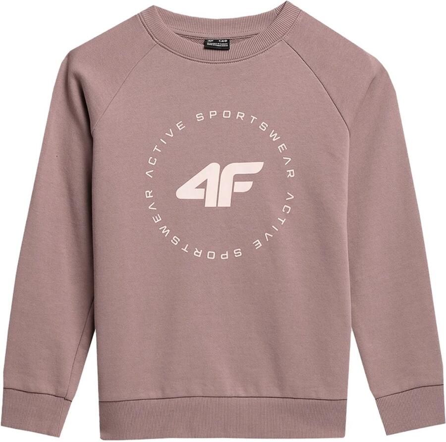 4F Kinder Sweater Beige Comfortabele Katoenen Trui met Elastische Zoom voor Dagelijks Gebruik