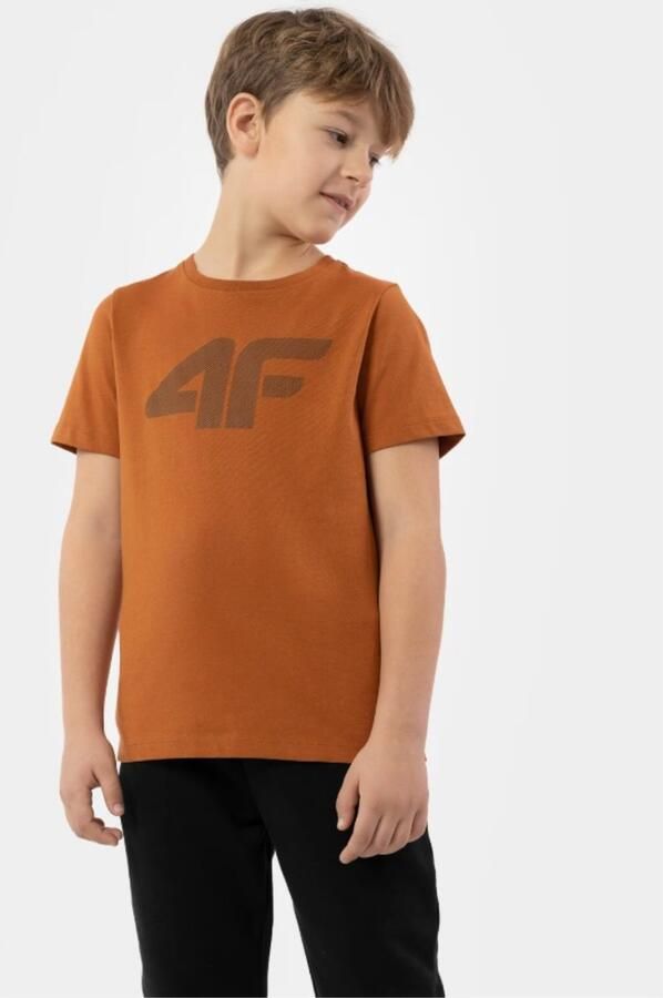 4F Kinder T-shirt Brons Katoen met Logo Regular Fit