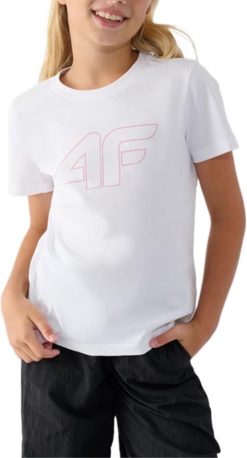 4F Kinder T-shirt Katoen Slim Fit Groot Logo Wit