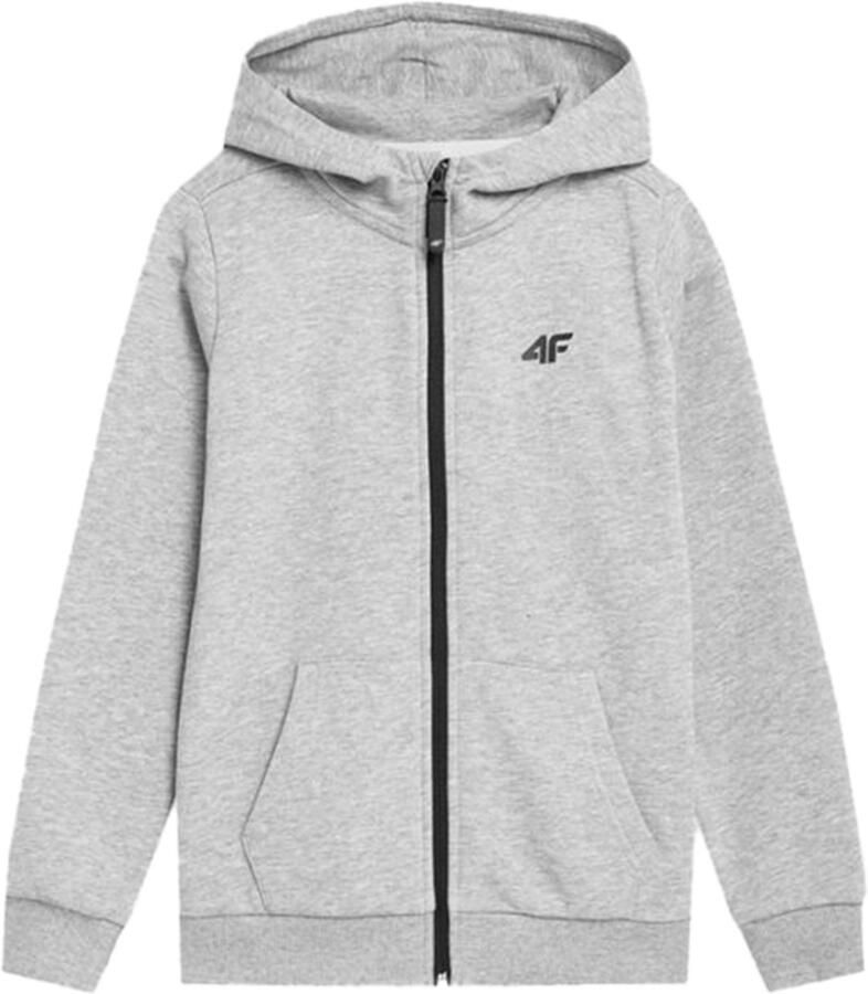 4F Kinderen Grijs Vest met Capuchon Comfortabele en Stijlvolle Hoodie met Rits voor Dagelijkse Avonturen