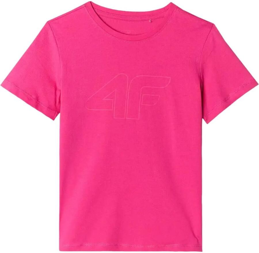 4F Kinder Slim Fit T-shirt Katoen Groot Logo Roze Comfort & Stijl Mix