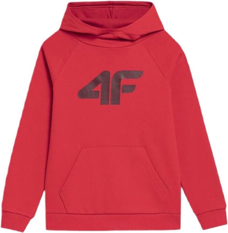 4F Kindersweater met capuchon Rood Comfortabel katoenen basic voor dagelijks gebruik en avontuur