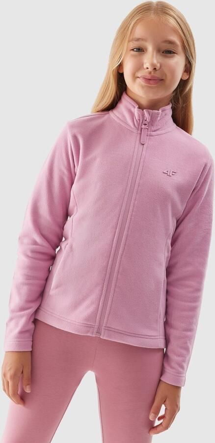 4F Meisjes Fleece met Hoge Kraag Roze Comfort en Warmte in Stijlvolle Outdoor Kleding