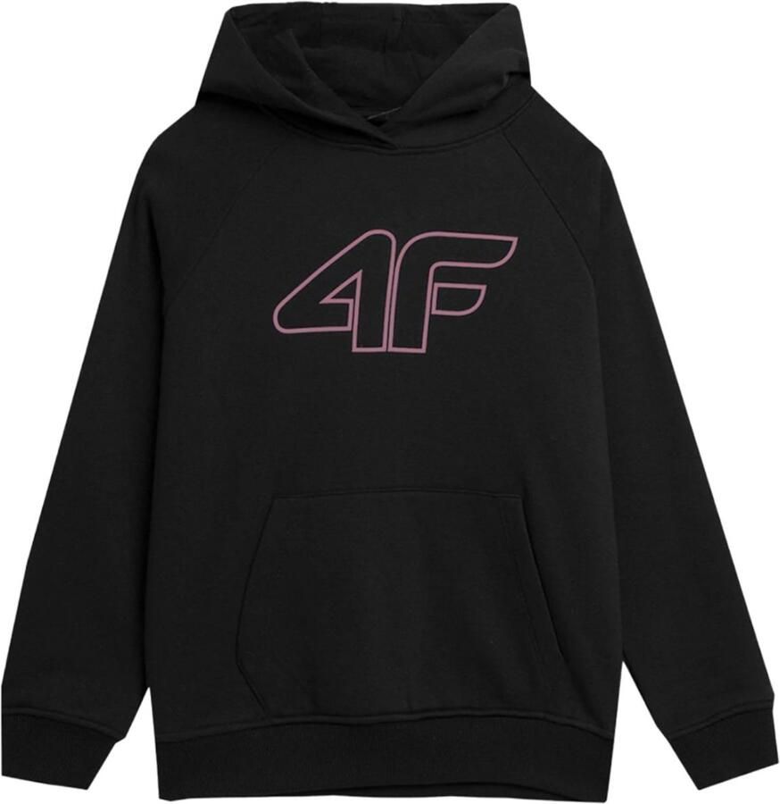 4F Meisjes Zwart Hoodie met Roze Details Comfortabel & Trendy voor Dagelijks Gebruik & Sport Met Kangoeroezak & Capuchon