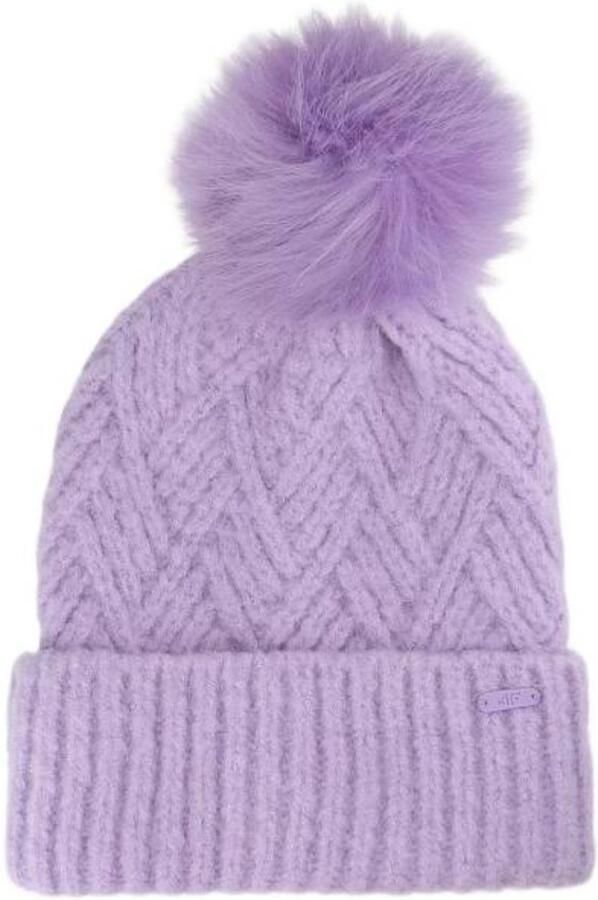 4F Meisjes Winter Beanie Met Pompon F419 Paars Unisize