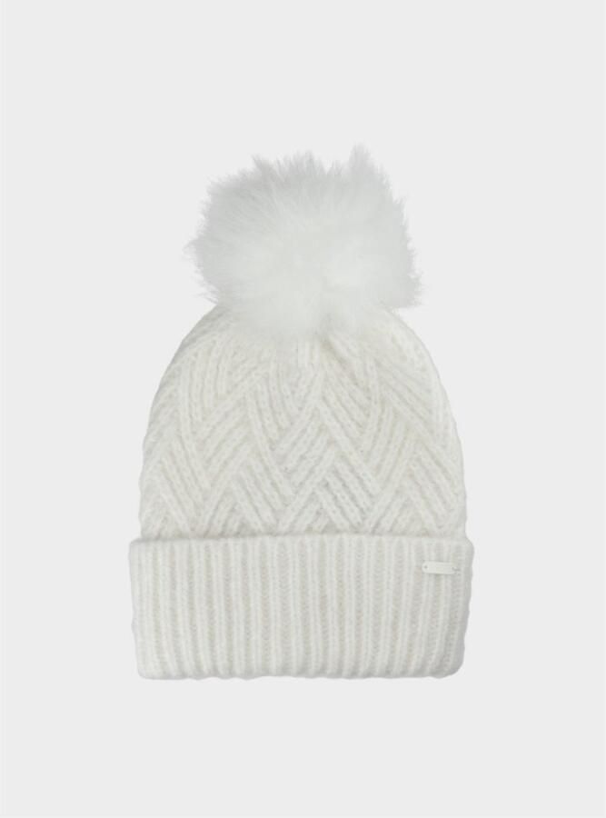 4F Meisjes Wintermuts Met Pompon F419 Beige Uniseks Warm & Stijlvol
