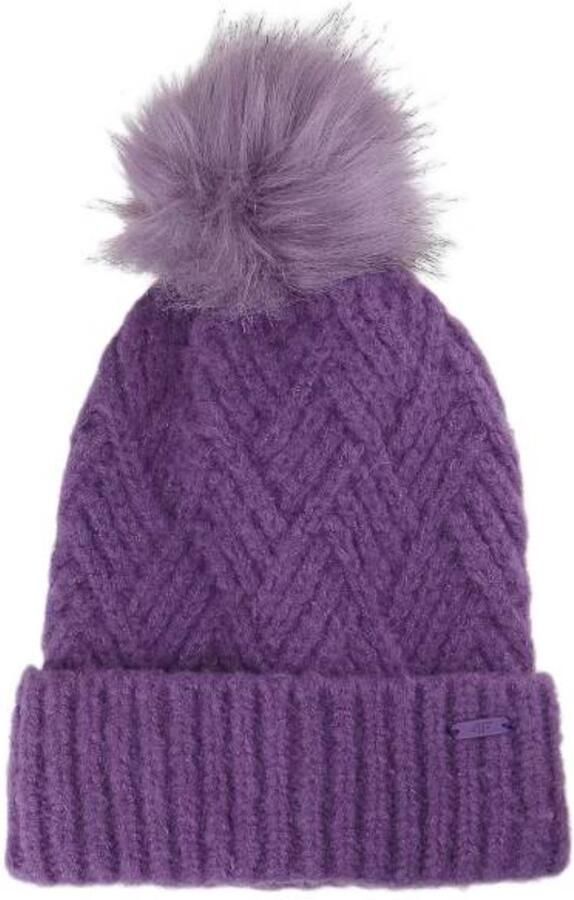 4F Meisjes Wintermuts met Pompon F419 — Stijl en Comfort voor Koude Dagen — Universele ?? Acryl — Trendy en Warme Accessoire — F419 Paars
