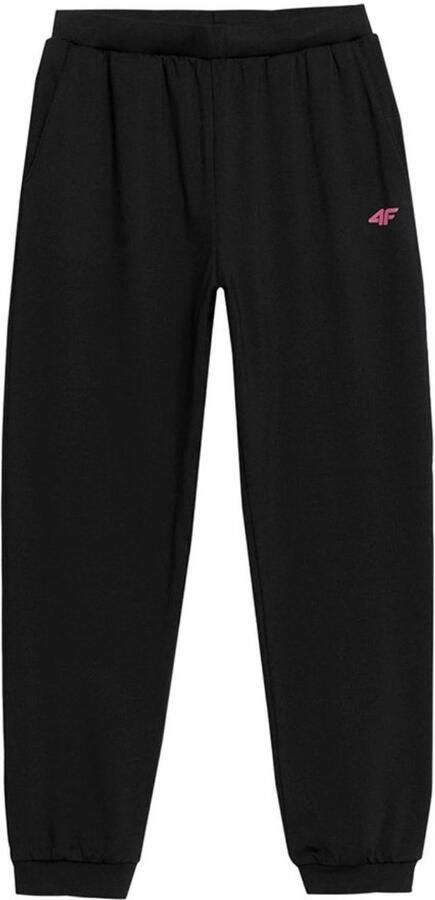 4F Meisjes Zwarte Joggingsbroek met Katoenrijk Comfort en Elastische Taille