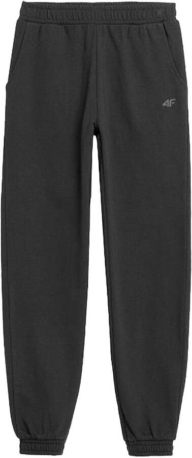 4F Spodnie dresowe joggery dziewczęce czarne ze ściągaczem