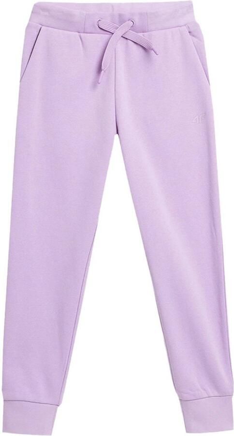 4F Spodnie dresowe joggery dziewczęce fioletowe liliowe