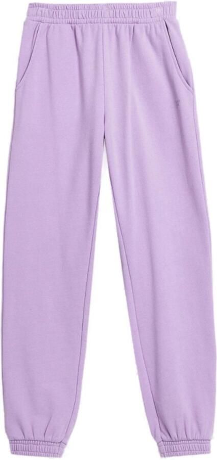 4F Spodnie dresowe joggery dziewczęce fioletowe ze ściągaczem