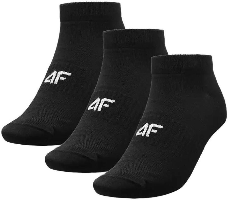 4F Unisex 3-Paar Zwarte Katoenen Enkel Sok Set Comfort en Stijl voor Dagelijks Gebruik