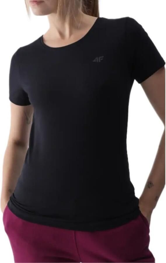 4F Dames T-shirt Zwart XL Katoen Comfort & Stijl Losse Pasvorm voor Dagelijks Gebruik