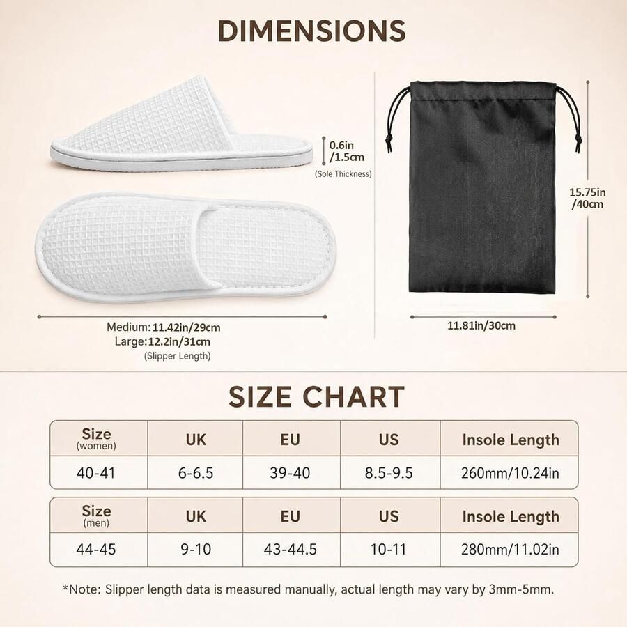 5 Paar Wegwerp Hotel Slippers Lichtgewicht en Vouwbare Spa Slippers voor nen en Ideaal voor Feesten Reizen en Wellness