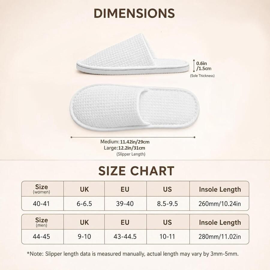 5 Paar Wegwerp Hotel Slippers voor nen en Lichtgewicht en Wasbaar Ideaal voor Spa Feest en Reizen