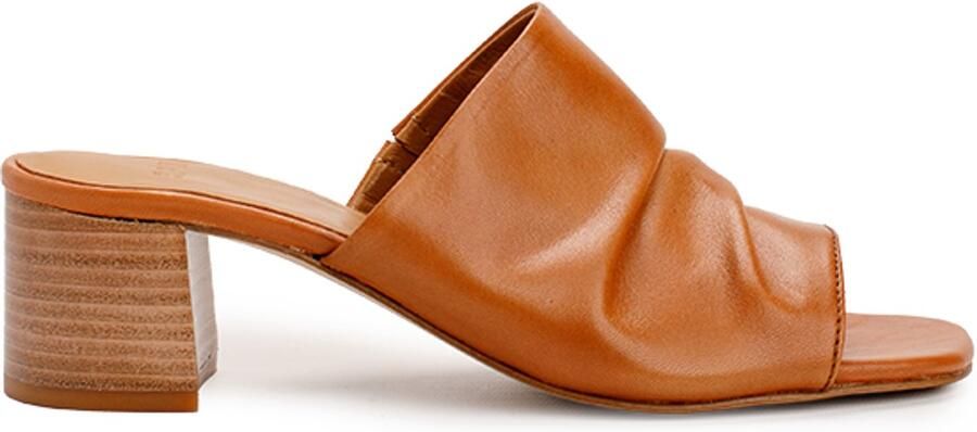 5pm ALINE Slippers met hak Suède Cognac