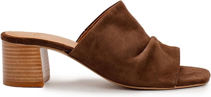 5pm ALINE Slippers met hak Suède Donkerbruin