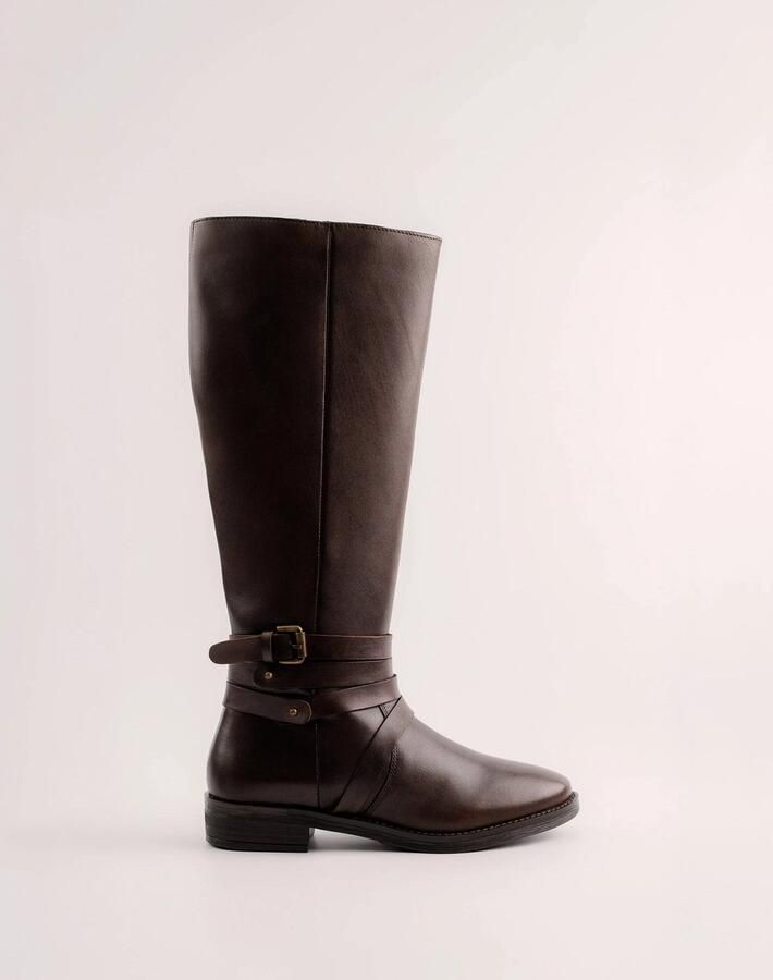 5pm Babila Leather Riding Boot Leren Rijlaars Dames Donkerbruin Kniehoog Casual & Elegant