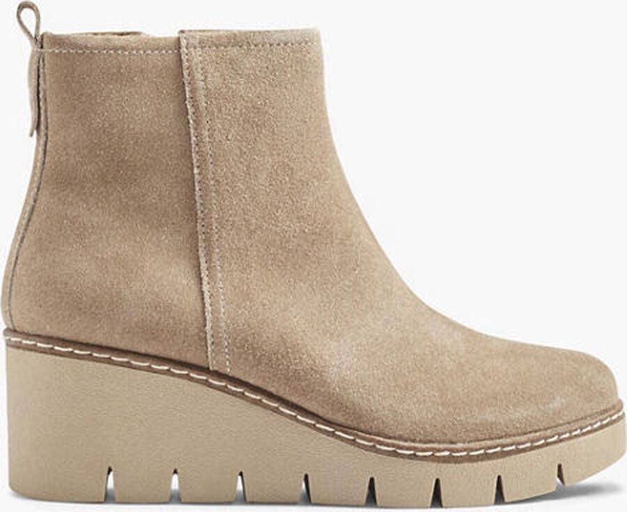 5th Avenue Beige suéde enkellaars sleehak