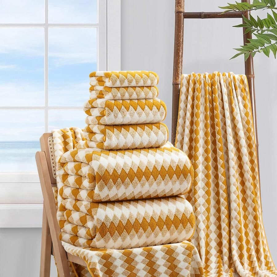 8-delig badtextielset 2 grote badlakens 2 handdoeken 4 washandjes 600 g m²