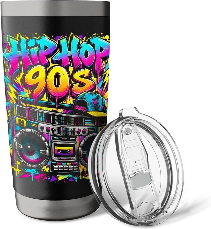 90's feestoutfit terug naar de jaren '90 dubbelwandige thermosbeker van roestvrij staal