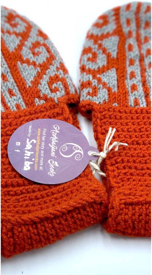 A Sense of Love Handgebreide Sloffen Bruin bordeaux roze 5 XL - Foto 5