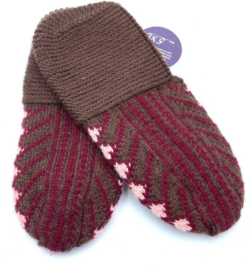 A Sense of Love Handgebreide Sloffen Bruin bordeaux roze 5 XL - Foto 2