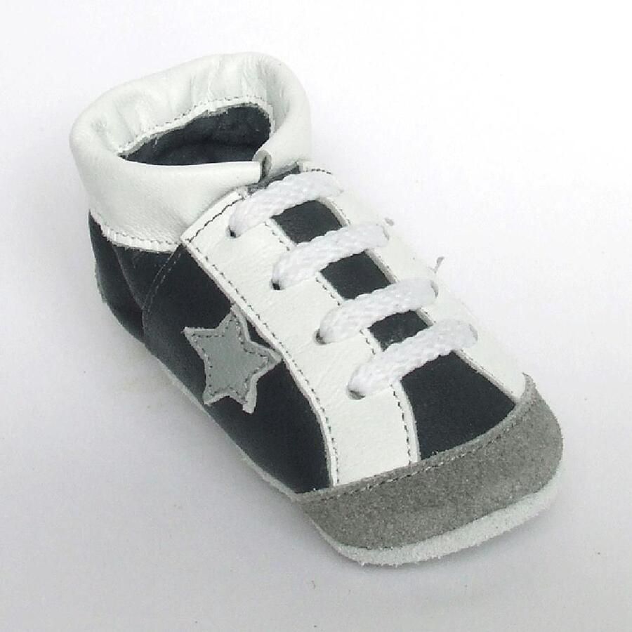 Aapie leren babyslofje Sport Washington grijs antislip maat XS