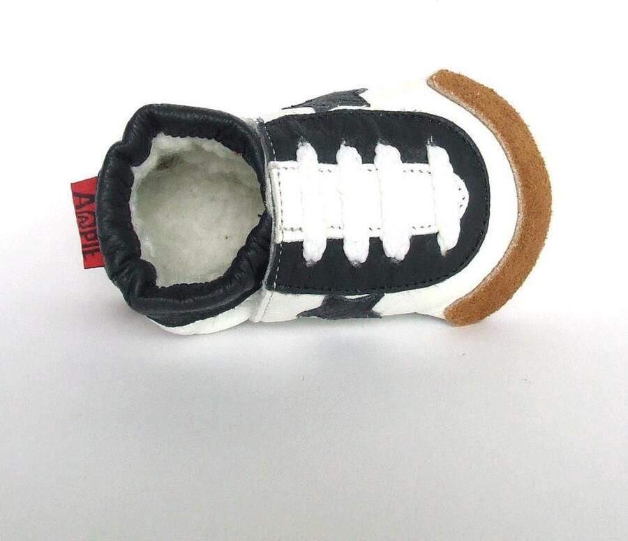 Aapie leren babyslofjes Artic Madrid gevoerd wit blauw maat XXXXL - Foto 3