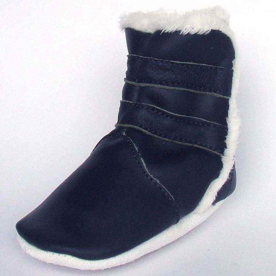 Aapie leren babyslofjes Winterboot Marine laarsjes gevoerd antislip blauw maat XXL