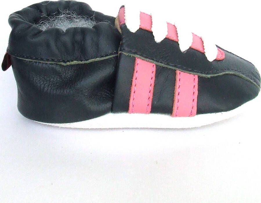 Aapie babyslofjes Sneaker blauw roze slofjes voor baby dreumes leer antislip eerste loopschoentjes maat S - Foto 1