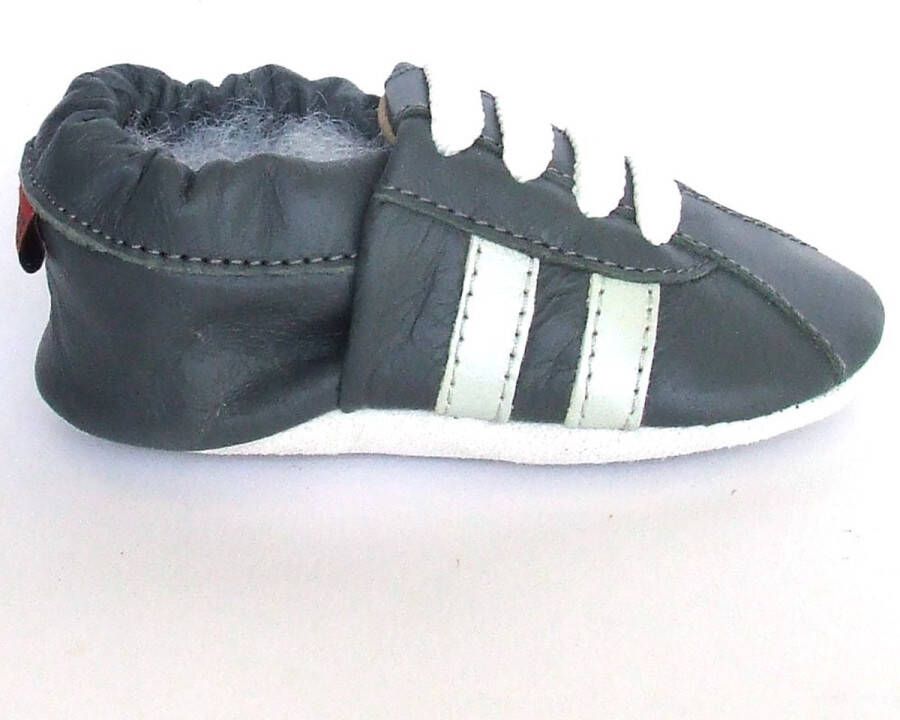 Aapie babyslofjes Sneaker grijs slofjes voor baby dreumes leer antislip eerste loopschoentjes maat XL - Foto 1